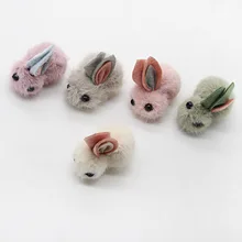 5 шт./лот 3x5 см плюшевые милый кролик аппликации для одежды DIY ручной работы Детские аксессуары для волос и шитья одежды