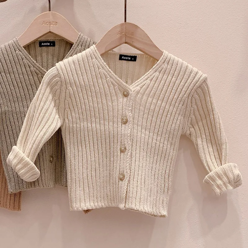 outono nova camisola da menina do bebê único peito do bebê malhas com decote em bebê meninos camisola de manga longa da criança do bebê malha cardigan