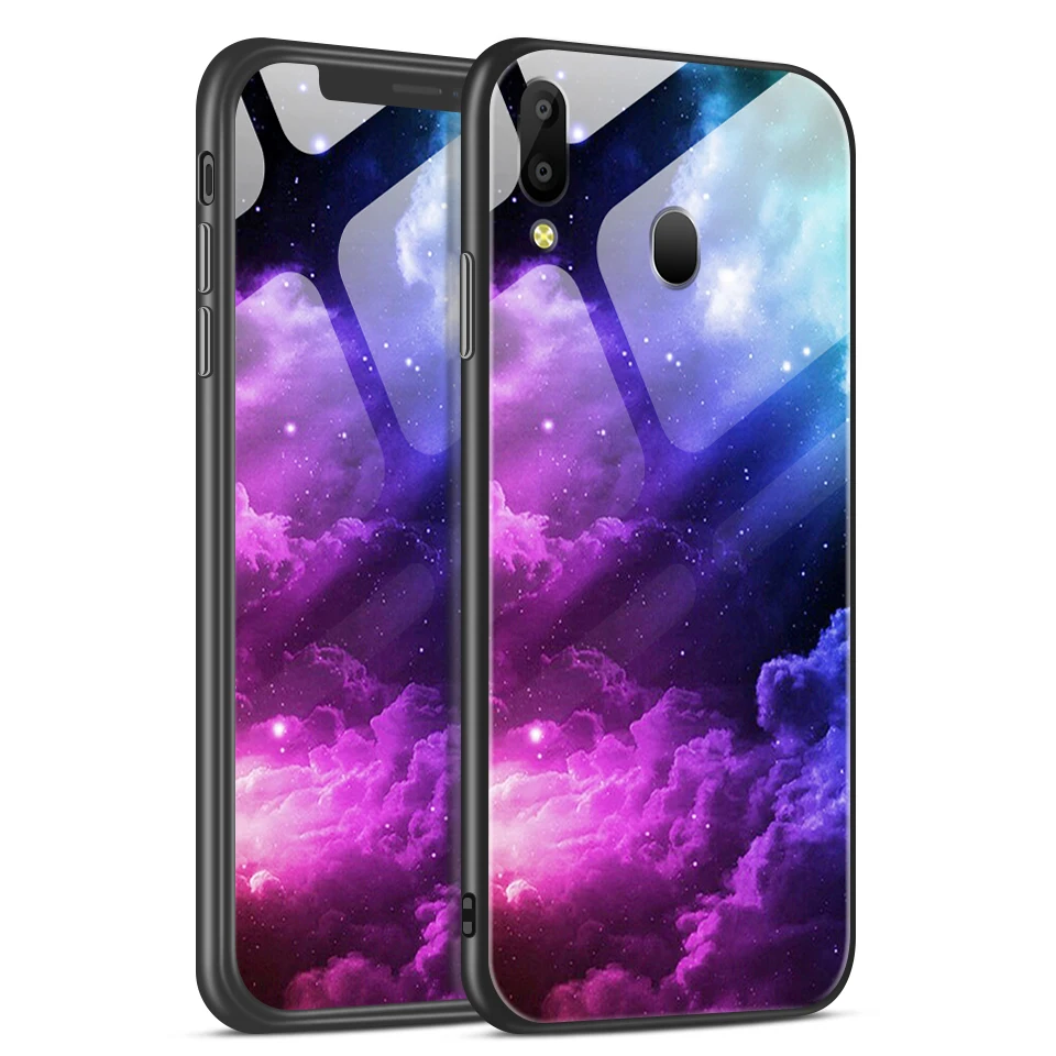 W130 Чехол из закаленного стекла для samsung Galaxy J4 Plus, Антидетонационная сумка для Galaxy M10 M20 M30, задняя жесткая стеклянная крышка, SM-J415F, защитный чехол - Цвет: W130