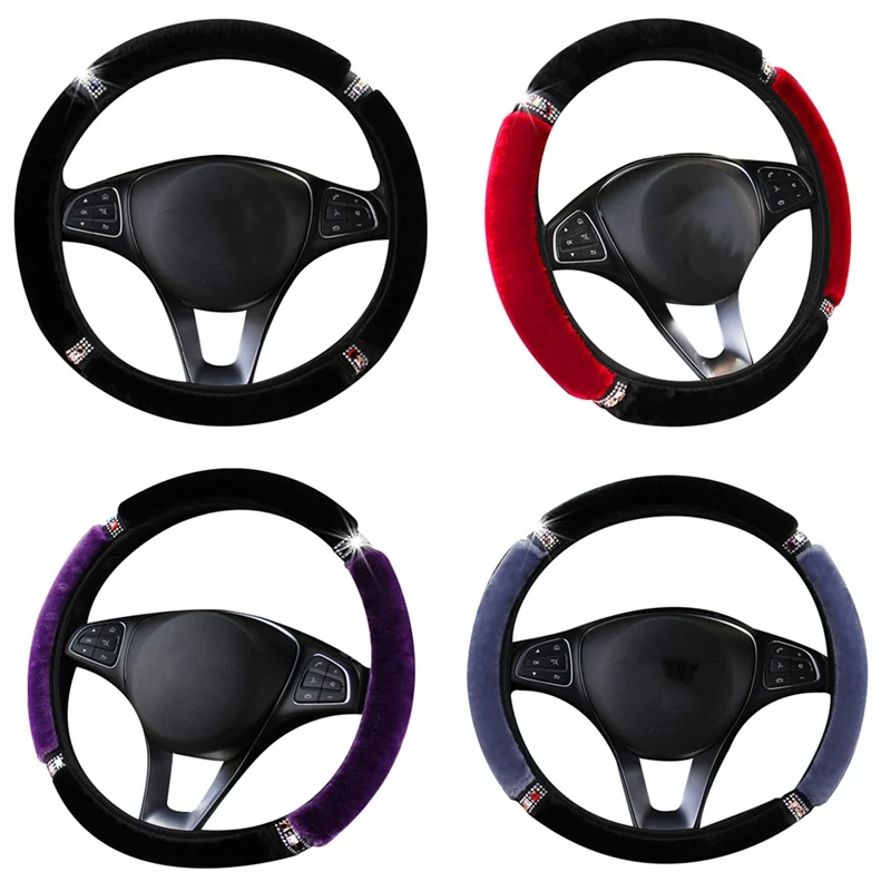 

For Universal For KIA For BWM X5 Soft Plush Rhinestone for 37-38cm Car Steering Wheel Cover Steering-Cover Car-styling Interior