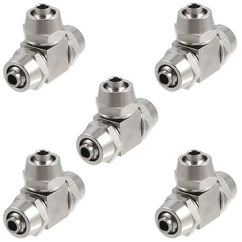

5 Chrome-Plated Brass T-Shaped Tee Quick Joints 8mm Tee Fittings