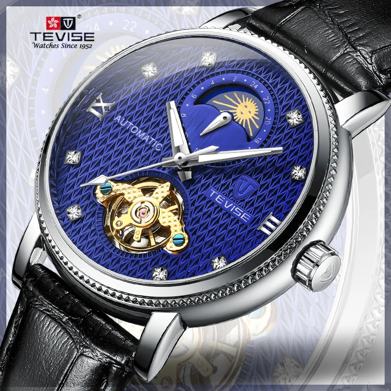

2019 NEW Automatic movement leather luminous mens watches mechanical watches Top Luxury Brand Male Clock Relogio Masculino