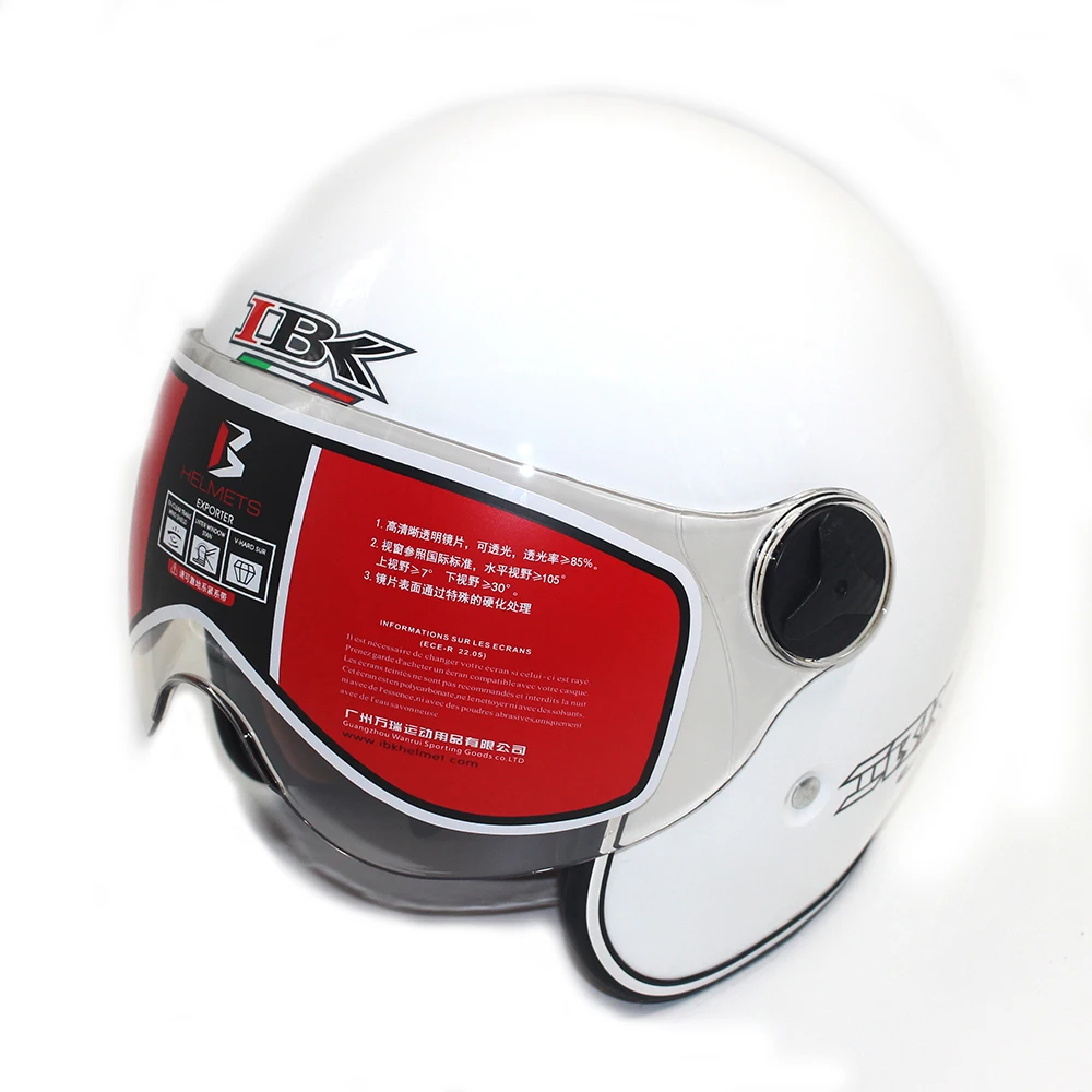 IBK мотоциклетные шлемы Электрический велосипед Скутер Casco шлем унисекс 3/4 анти-УФ Открытый лицо стиль четыре сезона шлем - Цвет: white