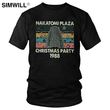 Vintage Nakatomi Plaza Navidad Fiesta 1988 camiseta hombres algodón Pop camiseta de cultura Retro cuello redondo manga corta Tee regalo Merch