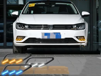 

Fast delivery Led daytime running lights+moving turn signal+blue night mode+remote control for Volkswagen lamando
