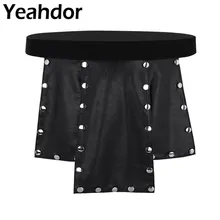 Мужское нижнее белье Новинка мягкое 6 Панель искусственная кожа Низкая посадка Металл шипованных Kilt сексуальное мужское нижнее белье юбка Гей Мужские экзотические трусики