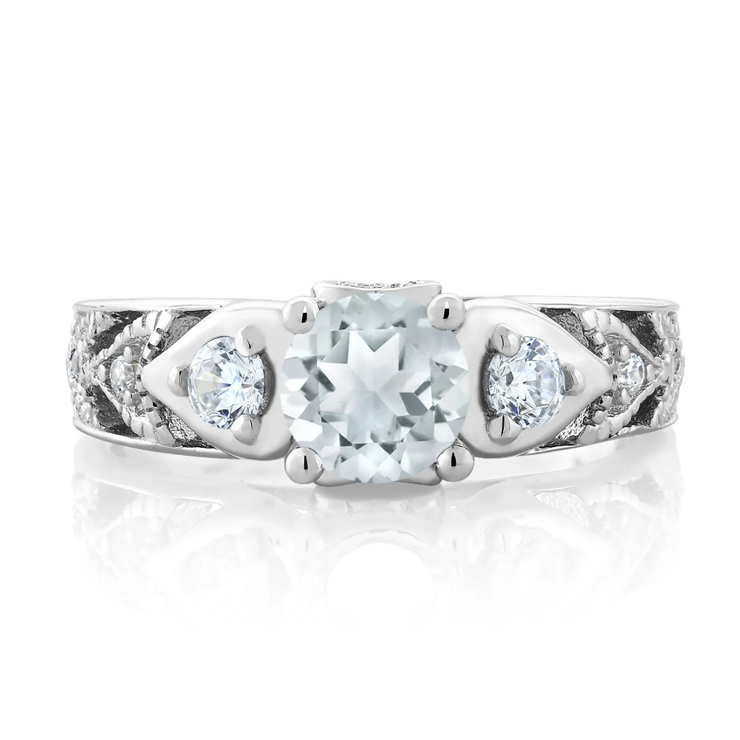 GemStoneKing 925 пробы Серебряное кольцо с драгоценным камнем в античном стиле 2,01 карат натуральный Небесно-Голубой Аквамарин обручальные кольца для женщин