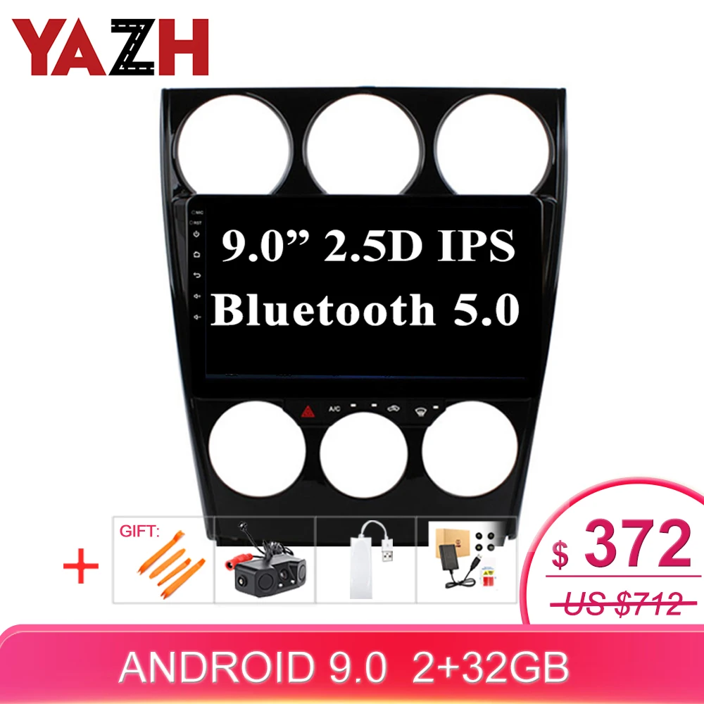 YAZH Android 9 0 8 ядер &quotIPS Авторадио Мультимедиа для Mazda 6 2002-2008 поддержка GPS зеркального