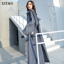 XITAO прямой Сплит вязаный свитер женский корейский модный однобортный длинный карман цветочный покрытый свитер на пуговицах WQR1681