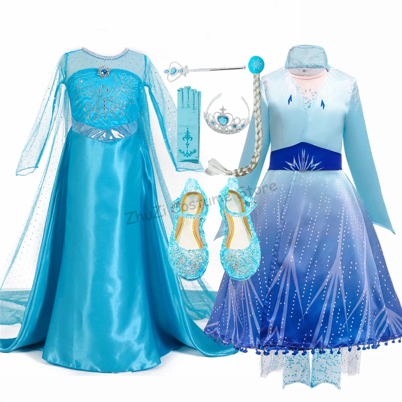 

Girls Princess Elsa Dress Costumes For Kids Anna Snow Queen Costume Cosplay Dresses Clothes Children Party Dress Vestidos