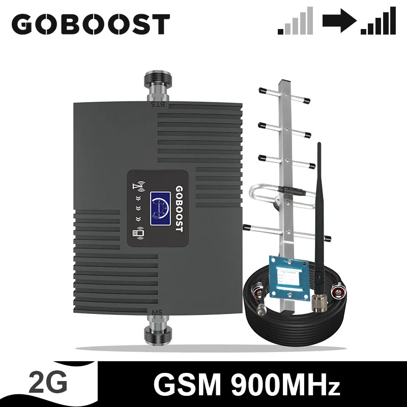 GSM репитер GOBOOST 900 МГц ЖК дисплей для телефона усилитель сигнала 2G Yagi + Whip антенна с
