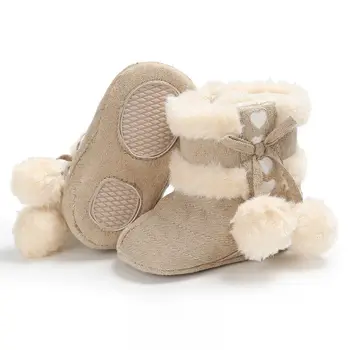 

2019 Winter Warm Newborn Baby Girl Toddler Fur Snow Boots Soft Sole Crib Shoes Booties Prewalker