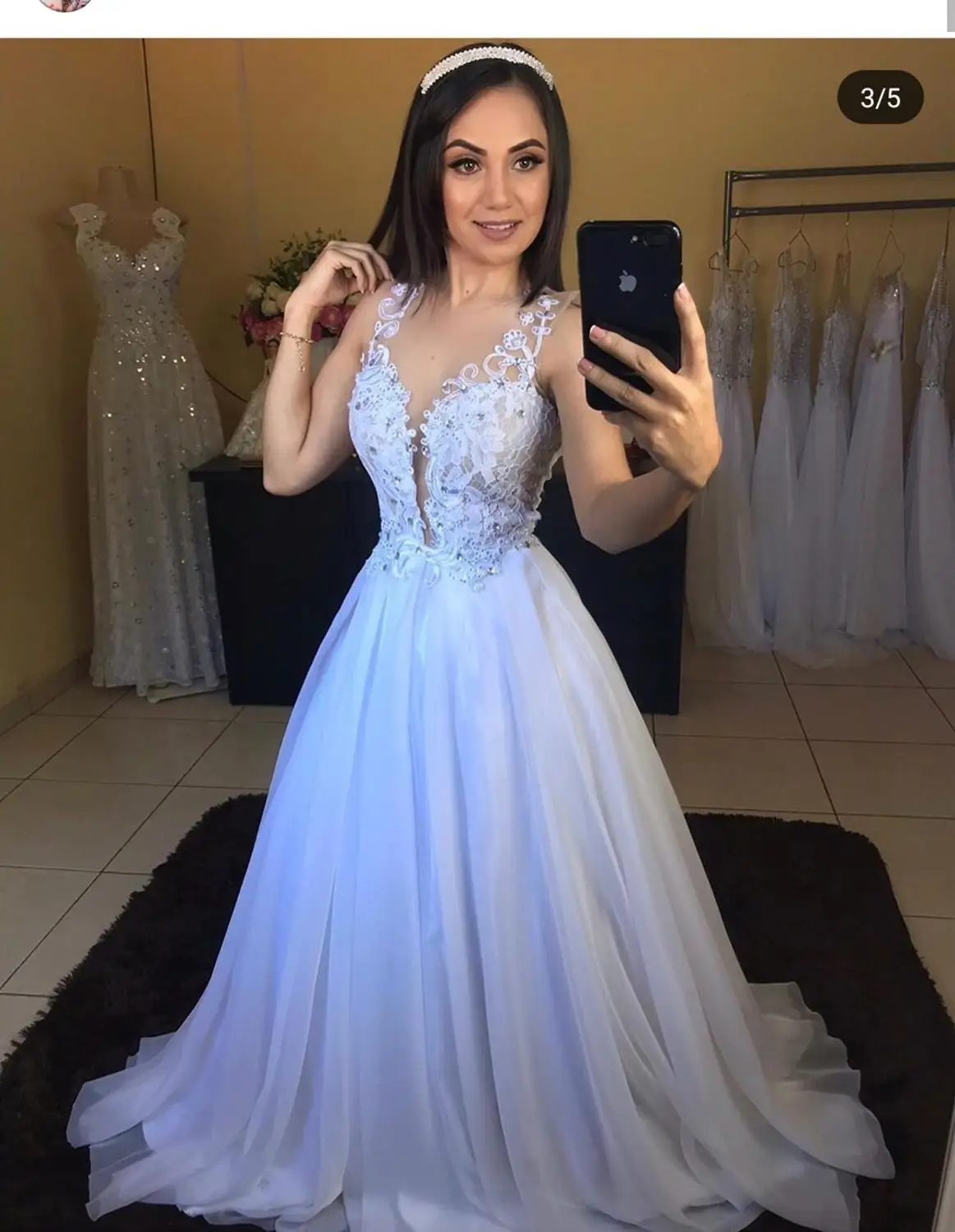 

2019 Muslim Evening Dress Lace Appliques details robe longue party dresses women evening Floor Length Formal Gowns V-Neck Cheap