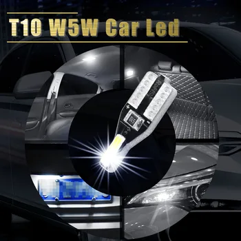 

LEEPEE 10pcs/set 12V Trunk Lamp Xenon Auto Led Interior Light 6000-7000K T10 W5W Car Led 168 194 7020 White Door Light