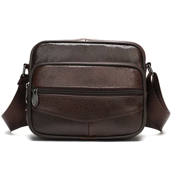 

Men's Bags Leather Casual Men's Shoulder Bag for Men Flap Zipper Men'S Crossbody Bag Leather Messenger Handbags 7033 Coffee