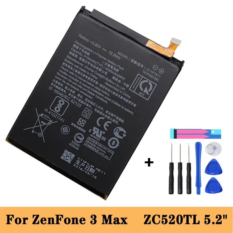 

C11P1611 Original Battery with 4130mAh for ASUS Zenfone 3 Max Z3 Max ZC520TL X008DB Peg For ASUS 3 X008 X008D + Free Tools