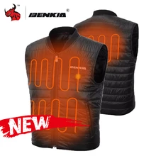 BENKIA-Chaqueta de motocicleta con calefacción eléctrica Infrarroja por USB para hombre, ropa térmica de invierno, chaleco eléctrico para motocicleta, color negro