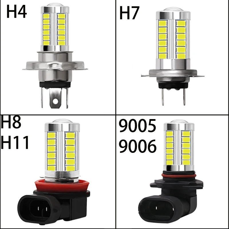 1 шт. автомобиль H8 H11 светодиодный H4 H7 9005 9006 чипы 33SMD противотуманные лампы дневного света светильник лампа стоп-сигнал Реверсивные огни лампы 2V 6000k белый