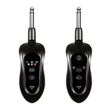 

UHF Guitar Wireless System Transmitter Receiver with Built-in Rechargeable Battery for Electric Acoustic Guitar 3.7V
