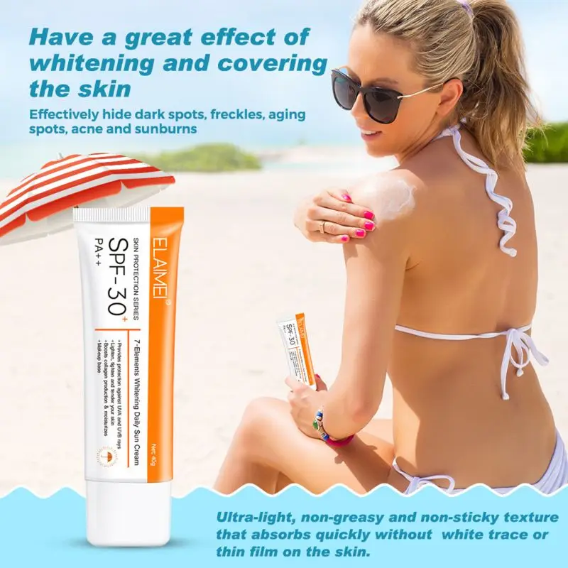40 г SPF30 водонепроницаемый солнцезащитный крем для лица кремовое увлажняющее Отбеливание УФ-излучение солнцезащитный лосьон красота уход за кожей