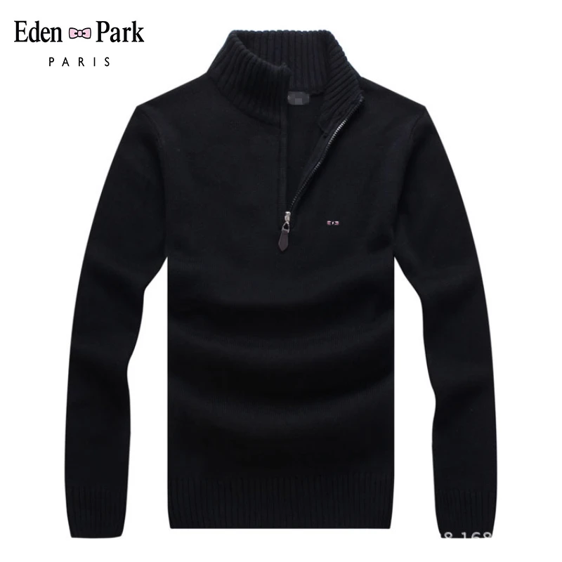 Мужской свитер, водолазка, на молнии, однотонная одежда, пуловер, Eden Park, мужской S-2XL размера плюс, Осень-зима