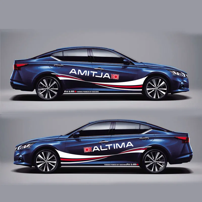 Blue car B Гоночные спортивные полосы для Nissan ALTIMA Mark Levinson, автомобильная Двусторонняя индивидуальная наклейка, спортивные авто наклейки - Название цвета: Blue car B