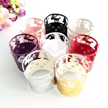 

100Pcs/set Christmas Deer Laser Cut LED Tea Light Candle Lampshade Holder Home Decor