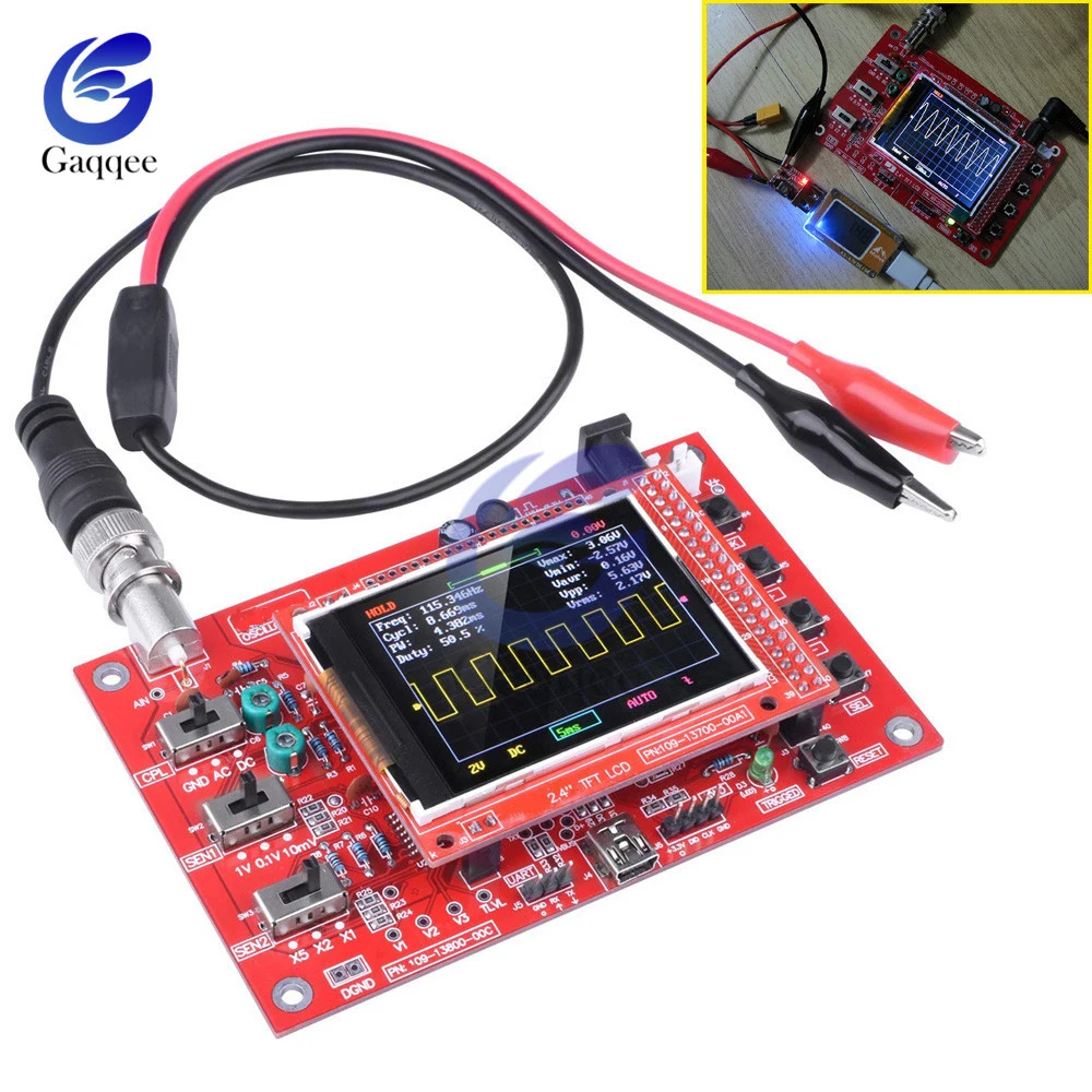 Baratos 2,4 Oscilloscope osciloscopio Digital TFT con Clip de prueba de sonda cocodrilo para placa de desarrollo de detección de brazo Arduino ensamblada 2,4 pulgadas