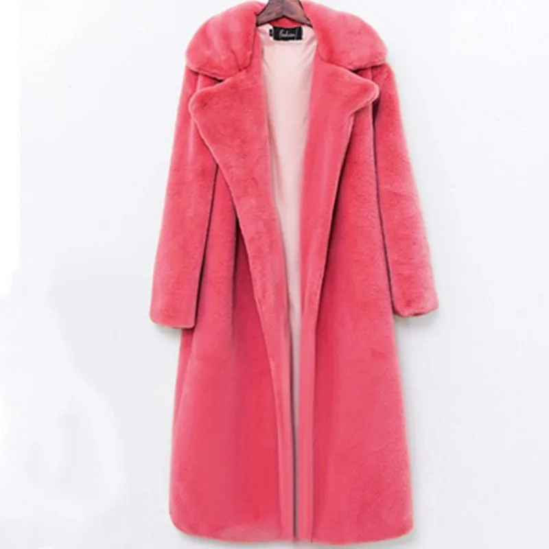 Зимнее женское теплое длинное пальто из искусственного меха, Женская парка высокого качества, имитация норки, меховая куртка, толстые