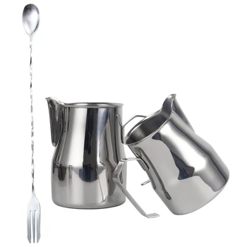 

HOT Milk Frothing Pitcher Steaming Pitchers with Decorating Art Pen,Milk Coffee Cappuccino Pitchers Jug Cup (1Set 550Ml)