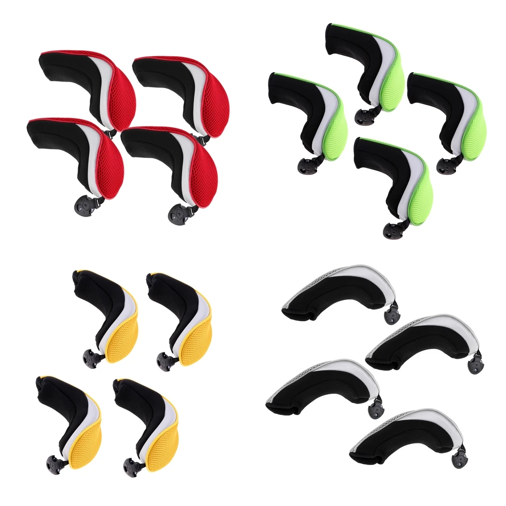 

Pack 4 Golf Hybrid UT Club Head Cover Headcover with Interchangeable Number Tag 2, 3, 4, 5, 7, X - Various Colors