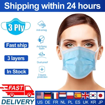 

Disposable face mask 3 Layer Non Woven Anti-dust Breathing filter mouth masks Dustproof Filter Facial Protective Cover Masks