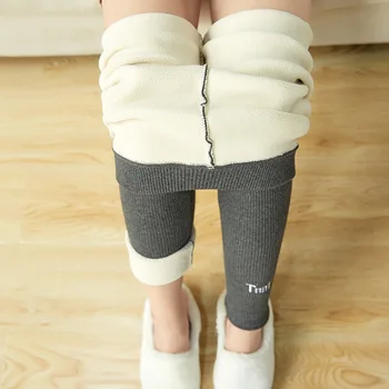 

ELIfashion Warm Women's Artificial Lamb Down Winter Leggings Ankle-Length Keep Warm Thread Solid Colors High Waist Women Legging
