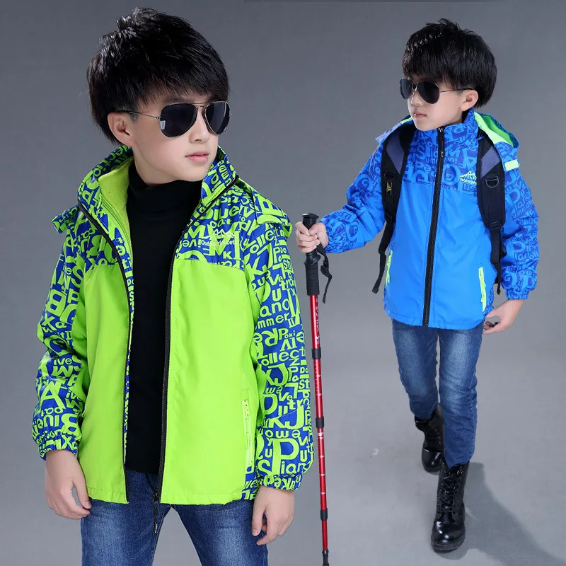 Kids Boys Jacket Winter Autumn Zipper Outerwear Sports Long Sleeve Coat Child Fleece Liner Windproof Windbreaker For Teenagers