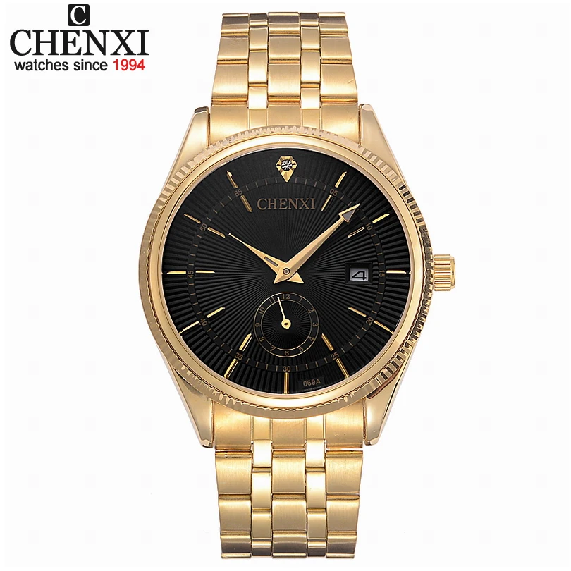 Comprar Reloj de oro de CHENXI para hombre, reloj de pulsera famoso de lujo, reloj de pulsera Masculino, reloj de pulsera de cuarzo dorado, reloj de calendario Masculino