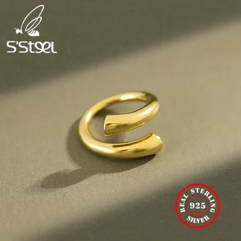 

S'STEEL Women's Rings 925 Sterling Silver Minimalist Vintage Gold Ring Gift For Girlfriend Anillos Plata 925 Para Mujer Jewelry