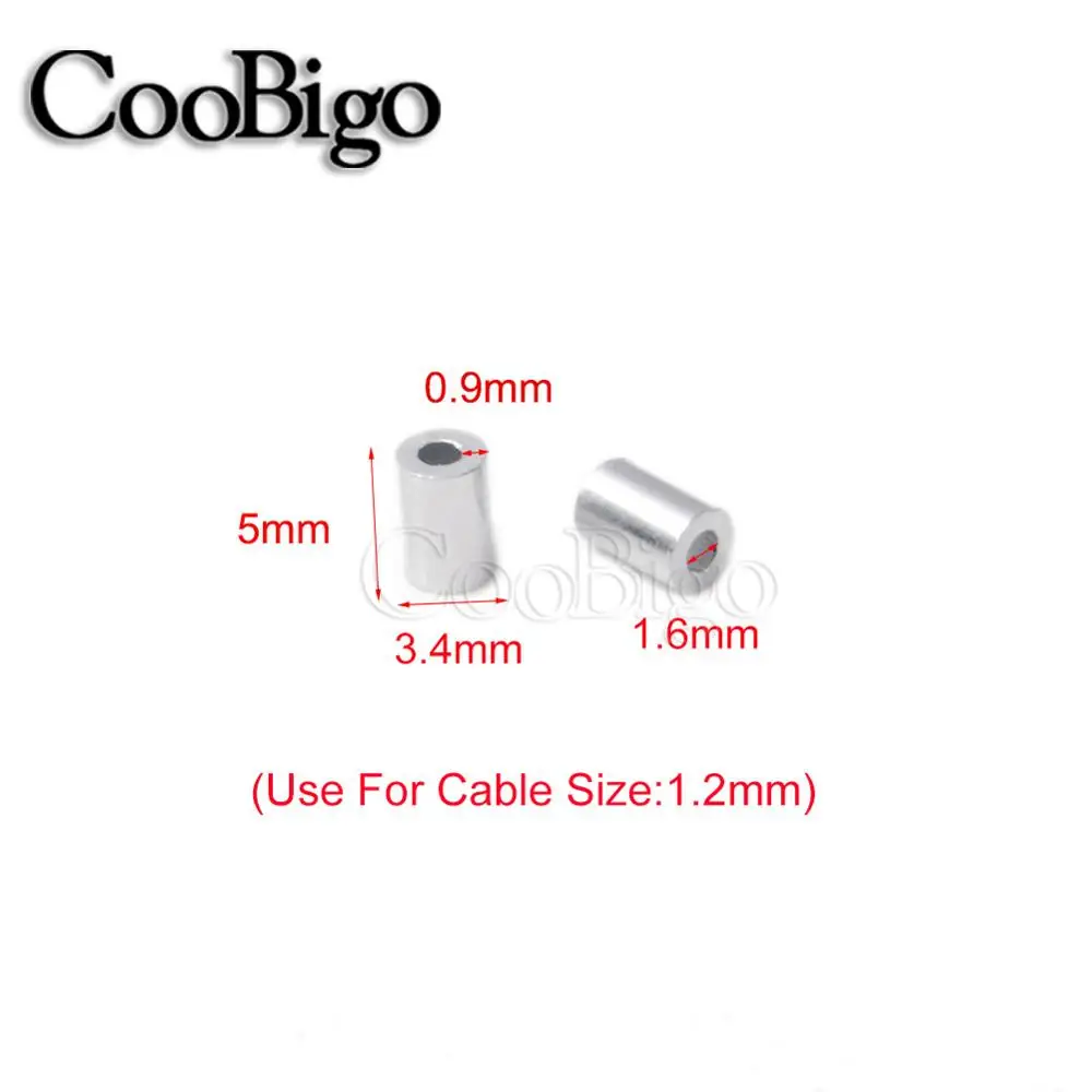 M1.2 20pcs Aluminum Cord Lock Cable Crimps Sleeves Cable Stopper Ferrule Stops For Snare Wire Rope Clip Fittings Hardware M1.0~M8.0 - Цвет: M1.2