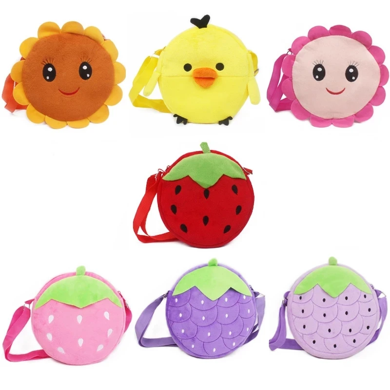 Kid's Shoulder Korean Children's Plush Bag Girls Simple Cute Strawberry Bags Cartoon Small Crossbody Messenger Purse Bags A095