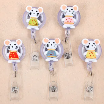 

Colors Clothes Mouse Retractable Creative Plastic Badge Holder Reel Student Nurse Exhibition Enfermera Girl Name Card Chest Card