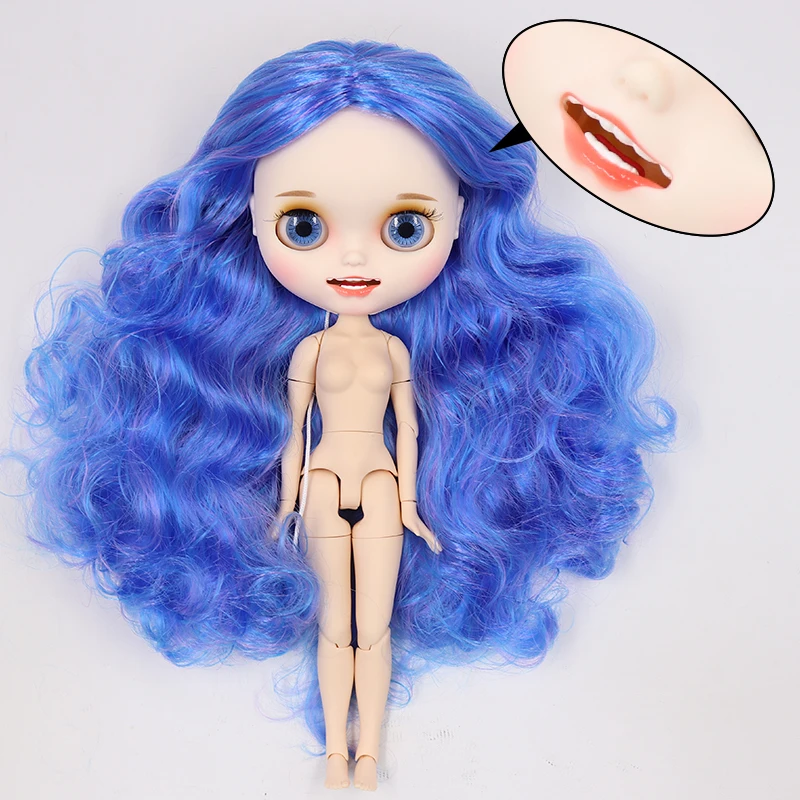 Ледяная фабрика blyth кукла белая кожа шарнир тела пользовательская кукла bjd игрушка матовое лицо с зубами голая кукла 30 см - Цвет: nude doll B
