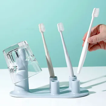 

Bathroom Simple Toothbrush Holder Storage Shelf Bathroom Organizer Mouth Cup Rack Multifunction Toothbrush Base