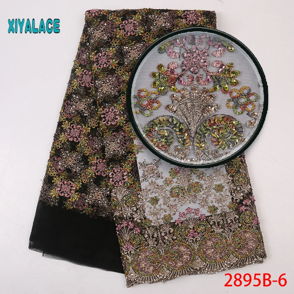 

3d Lace Fabric High Quality African Bridal Beads Lace Fabric High Quality Embroidery Lace Trim For African Dress 2895b
