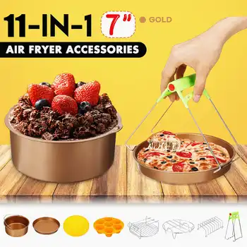 

11pcs 7 Inch Air Fryer Accessories for Air fryer 3.2-6.8QT Baking Bakeware Basket Pizza Plate Grill Pot Kitchen Cooking Tools