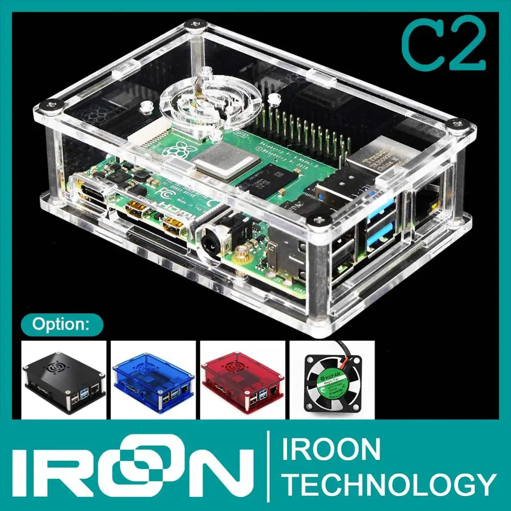 

case C2: PMMA Transparent Raspberry PI 4 Case Box PI4 model B 1GB/2GB/4GB Acrylic Cover Shell Enclosure Box of Raspberry PI 4B