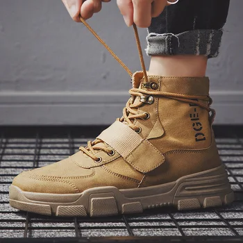 

Men's High Top Fashion Leather Sneakers Trend Hot Sale Comfortable Man Casual Shoes Outdoor Non-slip Breathable Men Shoes