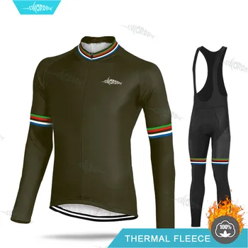 

Mens Winter Thermal Fleece Cycling Jersey Set 2020 Cycle Clothing Road Bike Jacket Suit Mountian Bicycle Sportwear Ropa Ciclismo