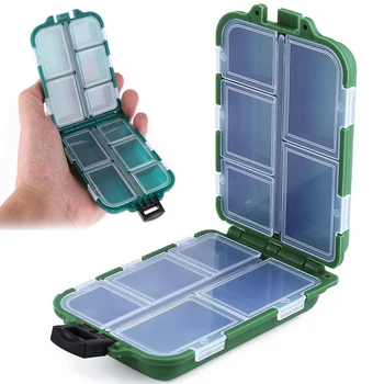 

10 Compartments Mini Fishing Tackle Box Fish Lures Hooks Baits Plastic Storage Holder Square Fishhook Box Outdoor essential