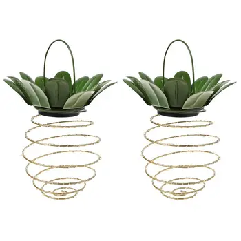 

2 Pcs Solar Lamp Pineapple Light Waterproof Collapsible Night Hanging Decoration Q0KF