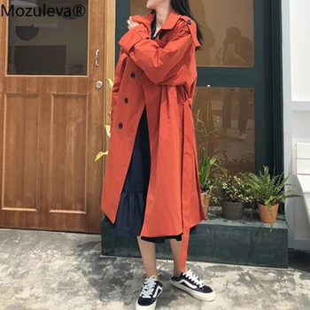 

Mozuleva Loose Vintage Loose Double-breasted Female Overcoats Casual Turn-down Neck Women Trench Coat Spring Windbreaker Outwear