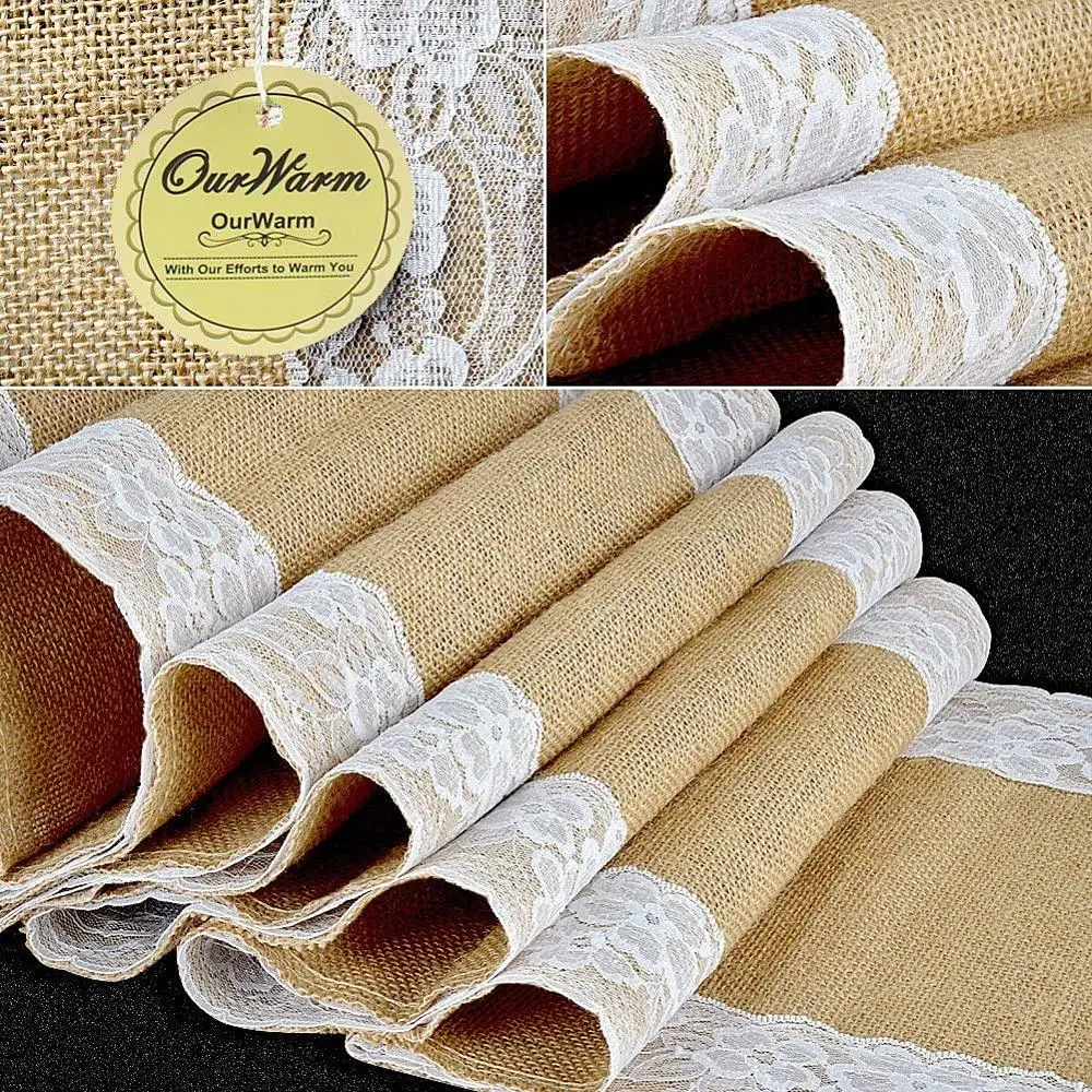 OurWarm винтажная скатерть с кружевами 5 шт. джутовая вечерние имитация льна